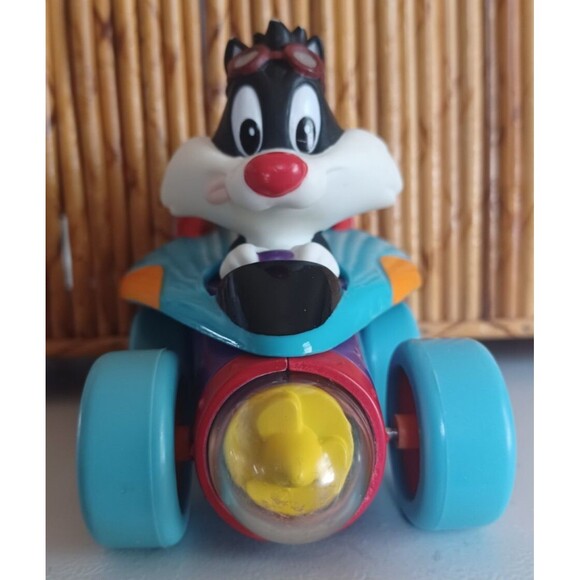 VINTAGE 1998 WARNER BROS. LOONEY TUNES SYLVESTER THE CAT PULL-BACK TOY CAR WORKS - Picture 2 of 6